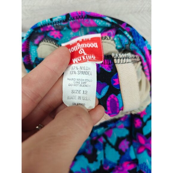 Vintage 80s Maxine Of Hollywood Womens Neon Floral One-Piece Swimsuit Size 12 - Picture 3 of 9
